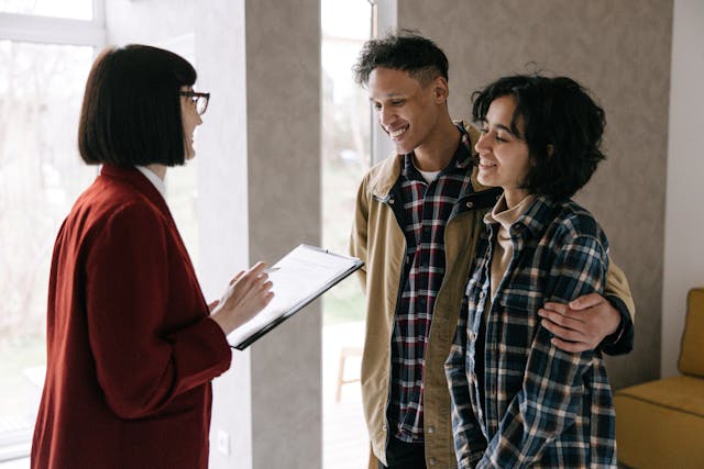 tenants speaking with a landlord